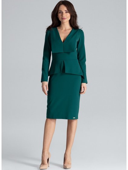 Zöld ruha gallérral K491 Green