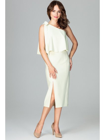 Elegáns világossárga egyoldalas ruha