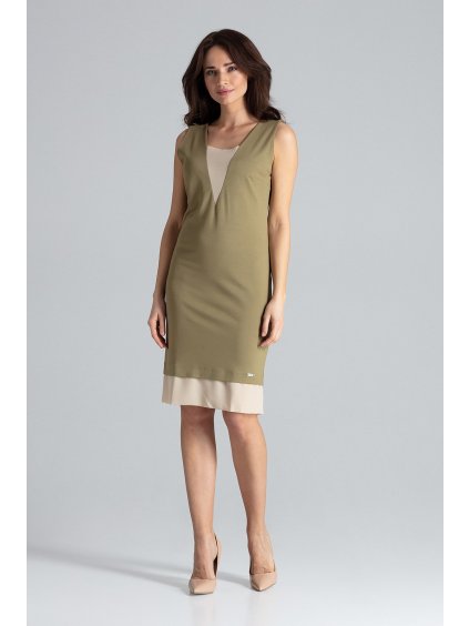 Ujjatlan olivazöld színű ruha