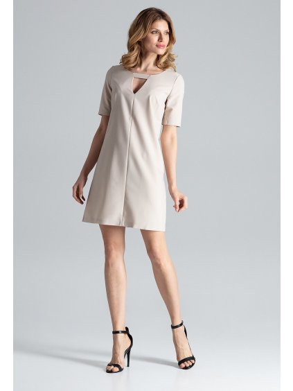 Bézs ruha kivágással M634 Beige