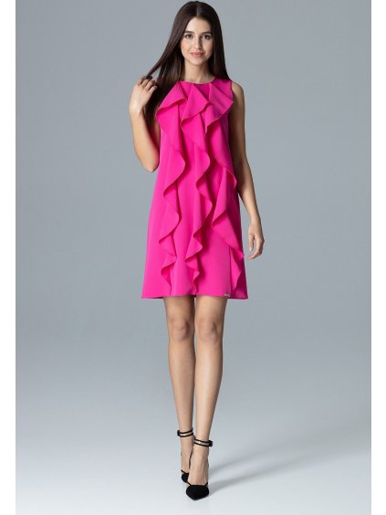 Lila ruha fodrokkal M622 Fuchsia