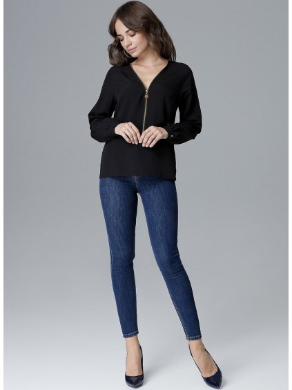 Fekete cipzáras blúz