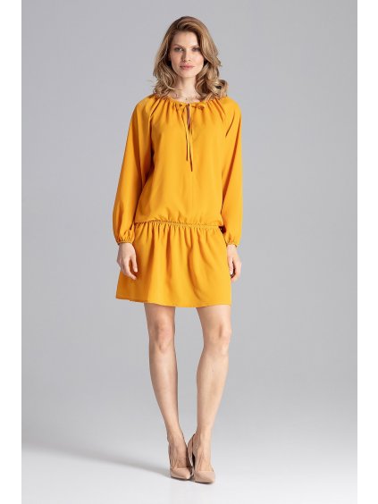 Mustárszínű rövid ruha