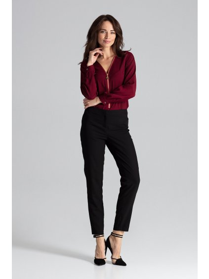 Bordó cipzáras blúz