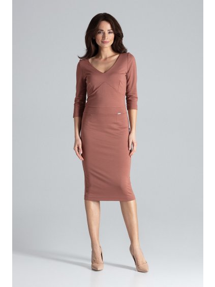 Elegáns ceruzaruha K476 Brown