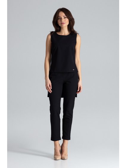 Fekete női szett aszimmetrikus felsővel K484 Black