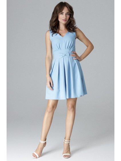Kék ruha V-alakú nyakkivágással K487 Blue