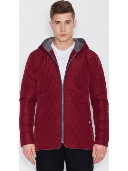 Bordó steppelt kabát kapucnival