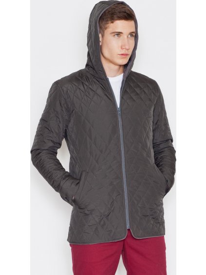 Olívaszínű steppelt kabát kapucnival