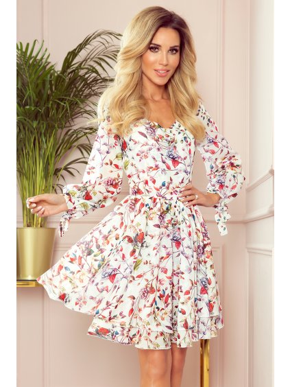 Sifon ruha V- nyakkivágással és masnik az ujjakon LUCY