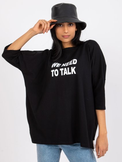 Fekete női bő póló felirattal