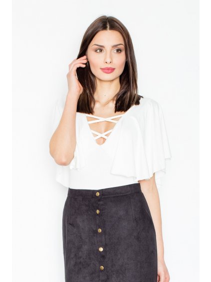 Krémszínű body széles ujjakkal