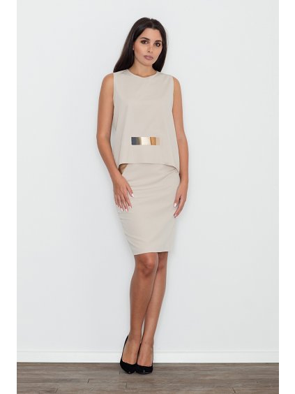 Női felső csattal + szoknyával szett M584 Beige