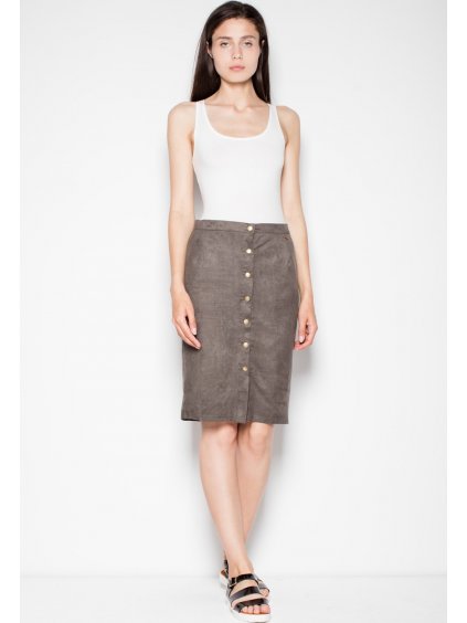 Olíva színű gombos szoknya