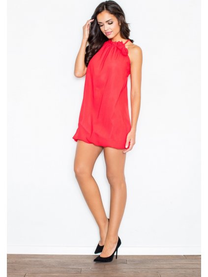 Piros tunika dekoratív rózsákkal M065 Piros