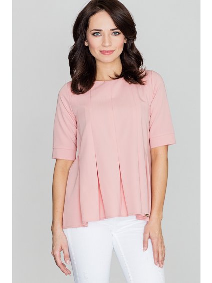 Női rózsaszín blúz rövid ujjakkal