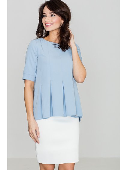 Női kék blúz rövid ujjakkal