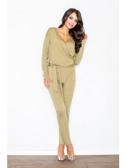 Oliva zöld hosszú ujjú overall