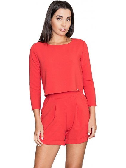 Női piros rövidnadrágos overall