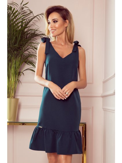 Sötétzöld  fodros ruha ELVIRA