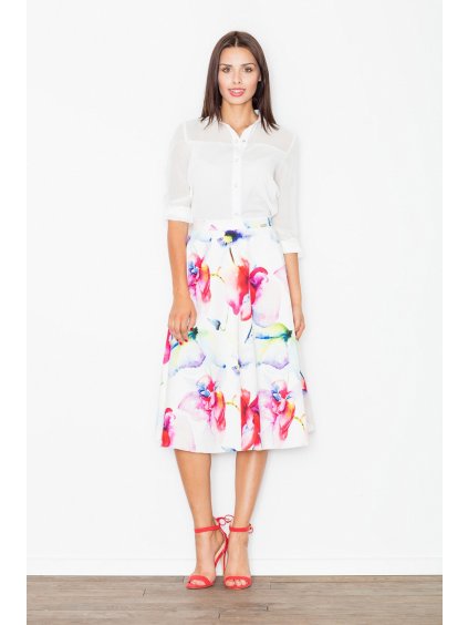 Női fehér szoknya virágokkal