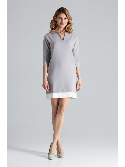 Szürke ruha fehér szegéllyel