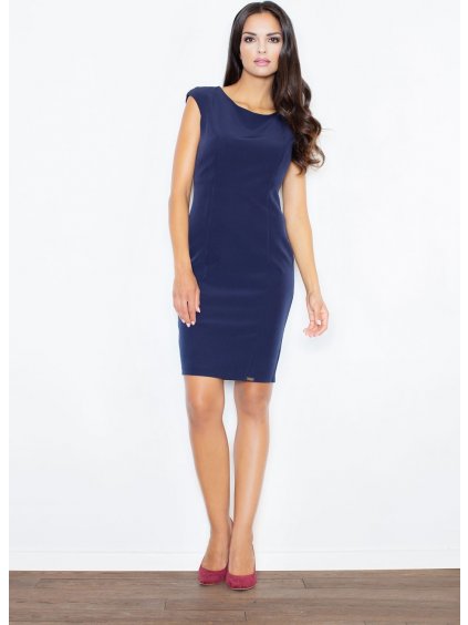 Kék ruha kerek nyakkivágással