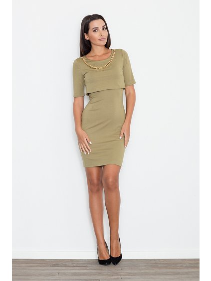 Elegáns olivazöld ruha