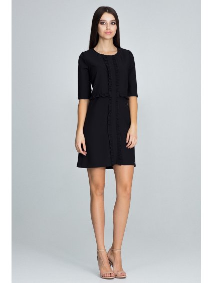 Fekete ruha fodrokkal