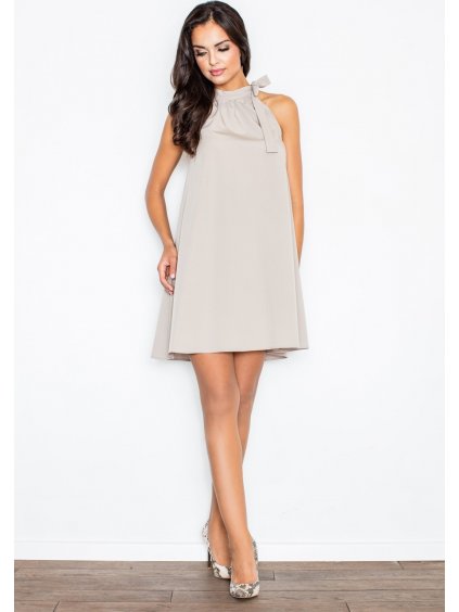 Szürke alkalmi ruha nyakig érő kivágással