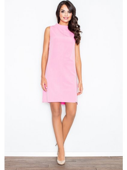 Rózsaszín ruha keskeny gallérral