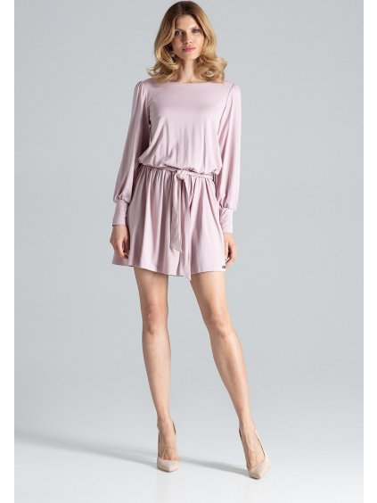 Rózsaszín ruha rakott szoknyával