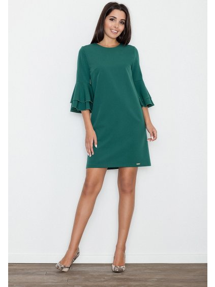 Zöld bő ruha díszített ujjakkal