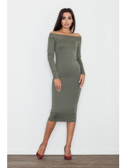 Elegáns olivazöld ruha