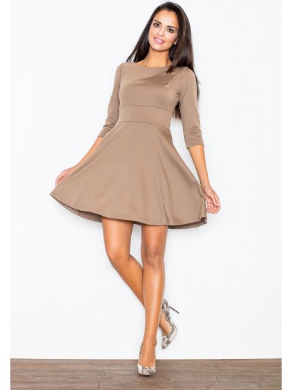 Mokka színű 3/4-es ujjú ruha