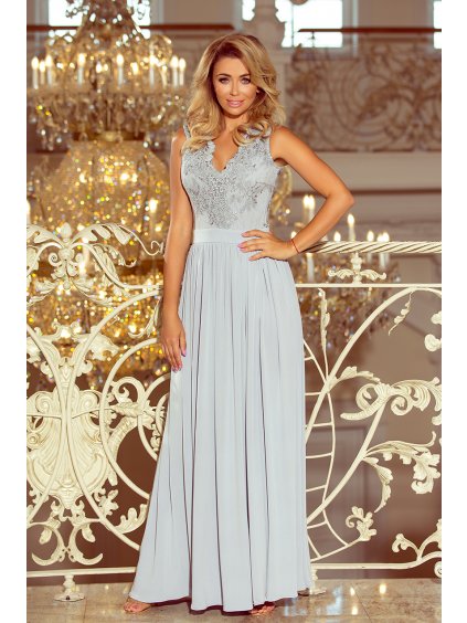 Szürke hosszú ujjatlan ruha VIVIANA