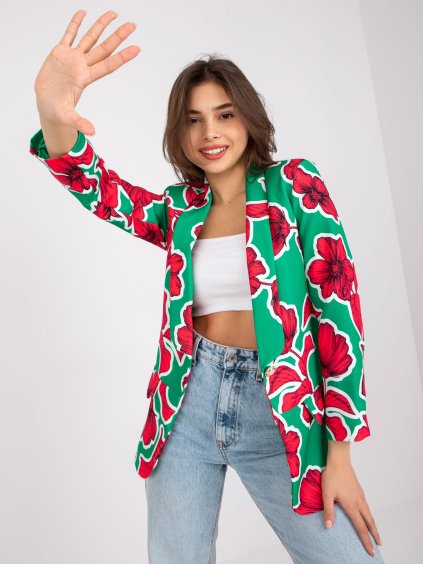 Zöld-piros virágos zakó Neonila