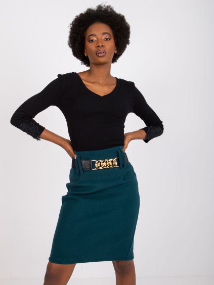 Fekete bordázott Alissia póló csipkével az ujjakon