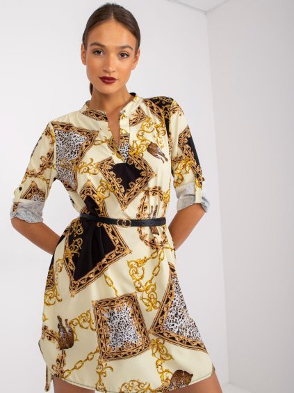 Sárga mintás ingruha övvel Dolores