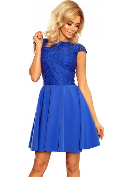 Női elegáns  kék ruha csipkével ALESSANDRA