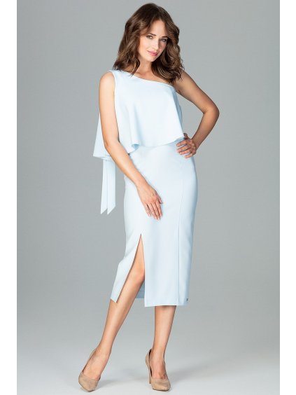 Elegáns világoskék egyoldalas ruha