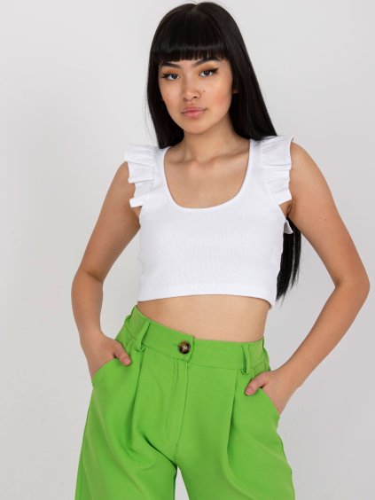 Fehér ujjatlan póló fodrokkal