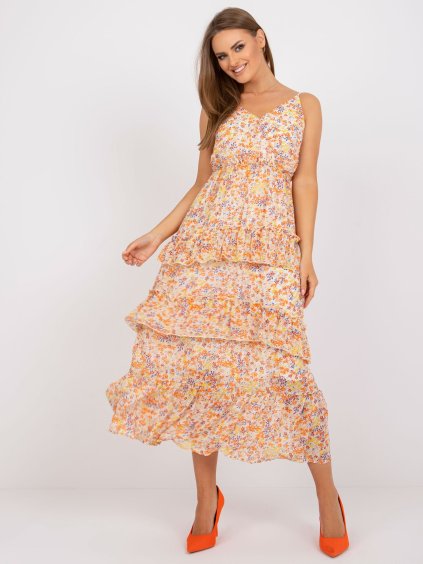 Krémszínű virágmintás ruha