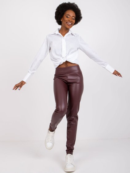 Sötétpiros műbőr leggings