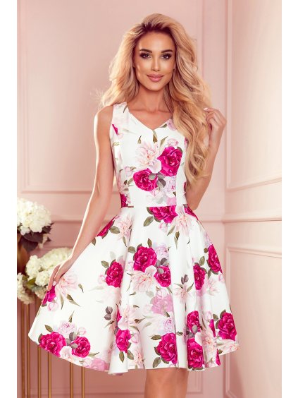 Elegáns ekrü virágos ruha ARIANNA