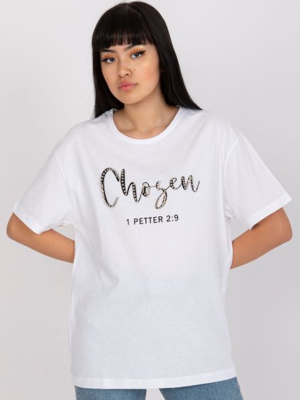 Fehér női pamut póló felirattal