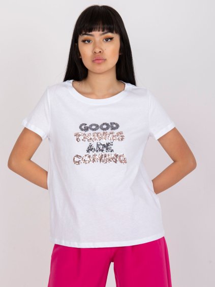 Fehér női pamut póló felirattal