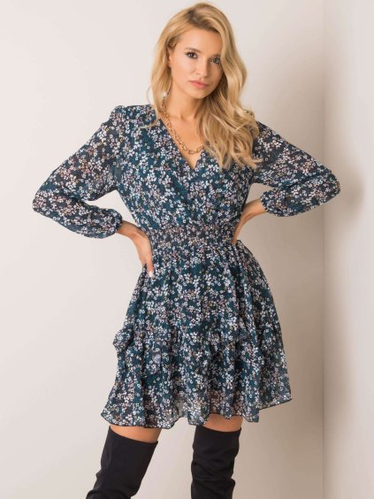 Fekete női virágmintás ruha