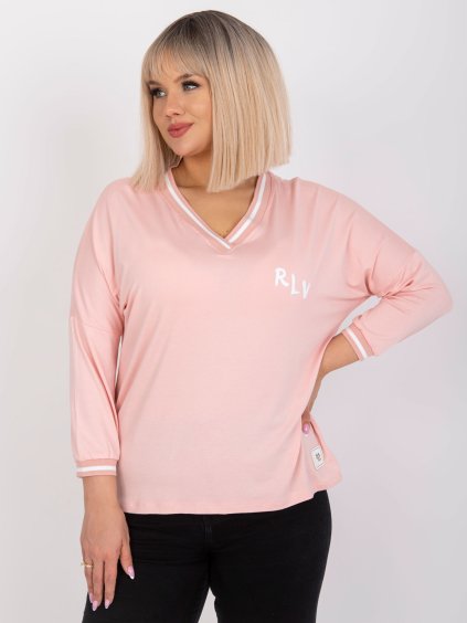 Világos rózsaszín blúz csíkos szegéllyel Marianna