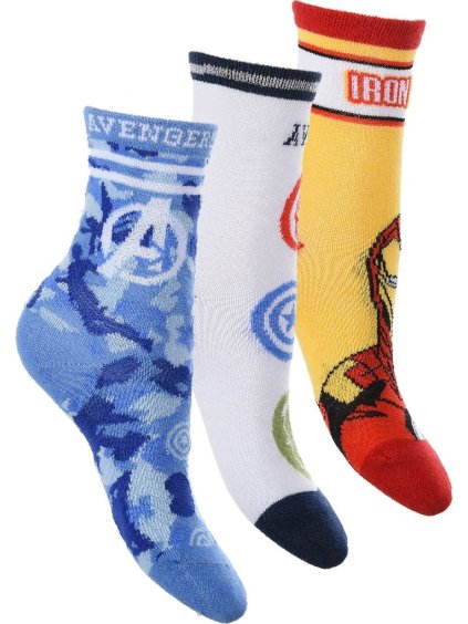 Marvel Avengers háromcsomagos zokni - kék / fehér / sárga